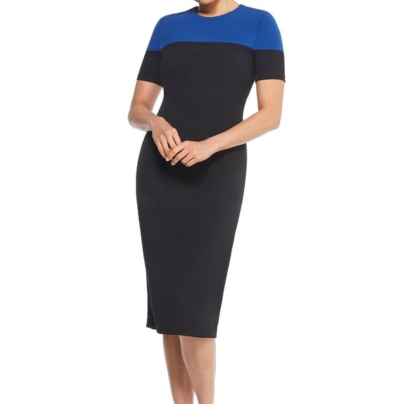 Maggy London Dresses & Skirts - Maggy London Carly Midi Black Blue Dress 4 NWT